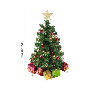 1set mini ornement d'arbre de Noël petit arbre de Noël blanc artificiel avec arbre étoilé topper de Noël table de table Navidad décor
