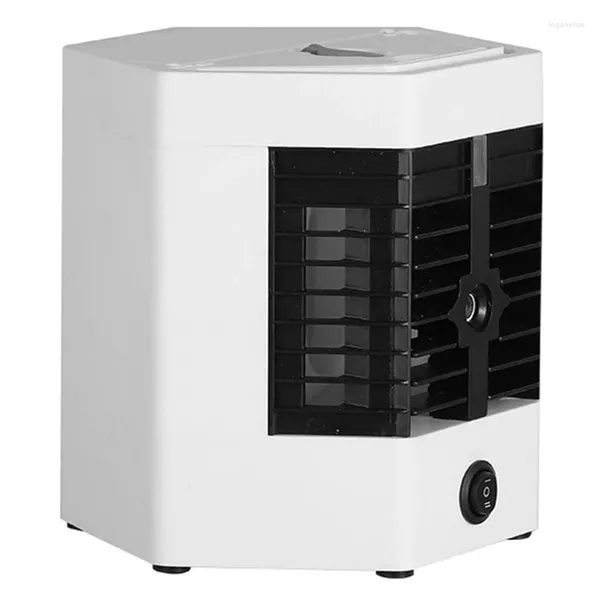 1 Juego de Mini ventilador acondicionador, refrigerador de escritorio, USB, portátil, blanco