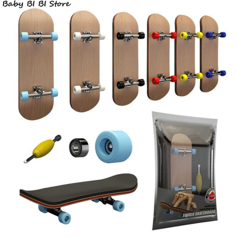 Misture miniaturas por atacado Skate Board Wooden Finger Toy Stents Professional Conjunto Novelty Children Christmas Gift