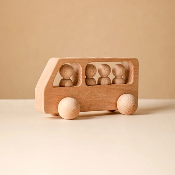 1 ensemble de jouets en bois Montessori pour enfants, quatre roues en bois de hêtre, petite poupée, blocs de dentition, cadeaux d'anniversaire éducatifs pour bébé 240110