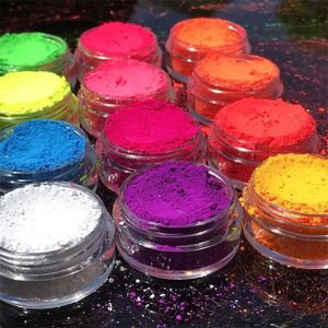 1Set Neon Nagelpoeder Oogschaduw Stof Fluorescentie Effect Nagels Glitter Pigment Chroom Stof DIY Nagel Glitter Decoratie Manicure 240109