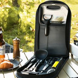 1 ensemble, couteau d'extérieur, ensemble d'ustensiles de cuisine, équipement de Camping pour Barbecue en acier inoxydable, sac de rangement pour pique-nique sur le terrain, couteau Portable de Camping, planche de service, ustensiles de cuisine, vaisselle