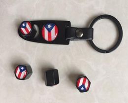 1set Puerto Rico Flag en cuir boucle Keychain Pneu Capuche de pneu de pneu de pneu de pneu de pneu