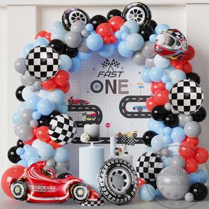 1set Racing Car Theme Ballon Garland Arch Kit Casque de pneu de pneu Globos Kids 1st Birthday Car Party décorations garçon Baby Shower 240417
