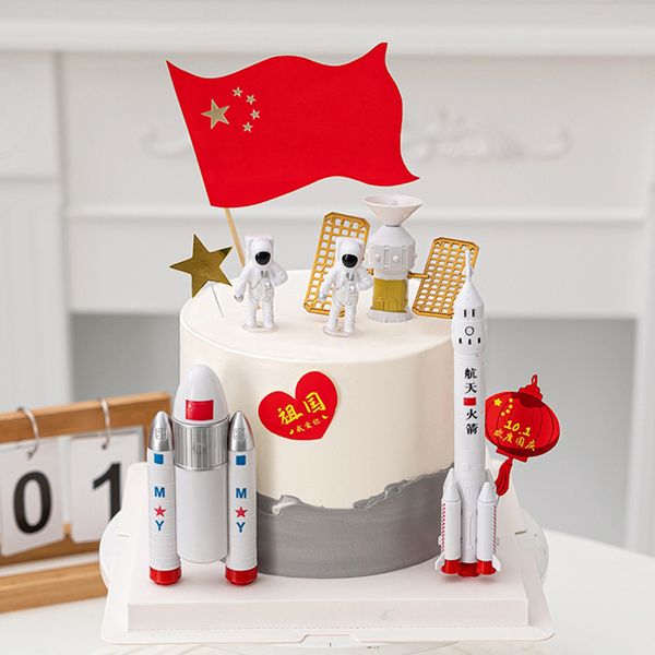 1Set Rocket Toy Space Space Plane Alvero de rocket Modelo de astronauta Cake Decor Toy