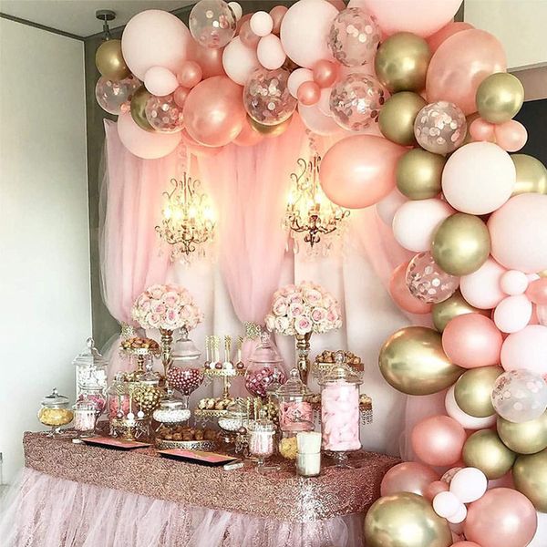 Ensemble de chaînes de ballons en or Rose, 1 ensemble, guirlande en arc, combinaison de ballons, fournitures de décoration pour fête d'anniversaire et de mariage