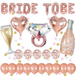 1 Juego de globos de papel de aluminio de oro rosa para novia, decoración de globos para fiesta de despedida de soltera, suministros de boda 210626
