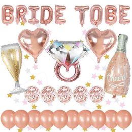 1 Juego de globos de papel de aluminio de oro rosa para novia, decoración de globos para fiesta de despedida de soltera, suministros de boda 210719