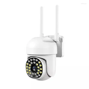 1 ensemble de caméras de sécurité avec projecteurs, Vision nocturne couleur, Surveillance filaire, Wifi sans fil, enfichable, blanc