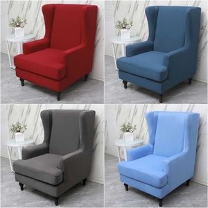 1 Set Solid Color Wingback Chair Cover All-inclusive King Back Faution Covers Elastische Spandex Home Funda Para Butaca 1 Plaza 211207
