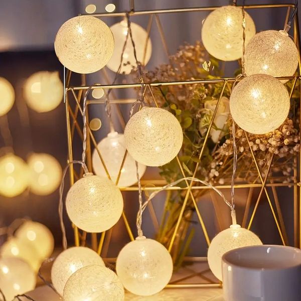 1 ensemble, guirlande lumineuse LED à boule de fil, guirlande lumineuse décorative économe en énergie, guirlande lumineuse LED pour l'extérieur, la chambre à coucher, la décoration de fête de mariage