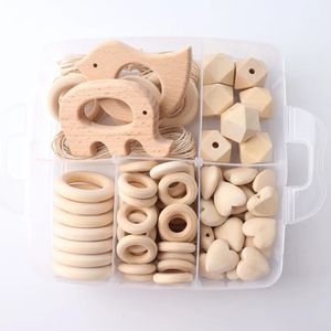 1 ensemble de perles en bois hochet animal jouets de dentition organiques jouets en bois sans BPA collier à faire soi-même Bracelet accessoires d'allaitement pour bébé 231225