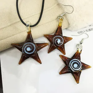 1 Juego de pendientes y collar de cristal de Murano con forma de estrella de mar y estrella de mar para mujer, artículos baratos con conjunto de joyería