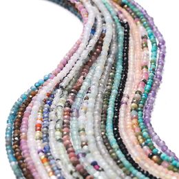 1str Small Natural Stone Beads Tourmaline 2/3/4mm Quartz Améthystes Agates Crystal Perles à facettes pour les bijoux Bracelet de bricolage