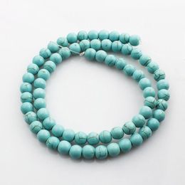 1Strand Lot 4 6 8 10 12 mm Gladde natuurlijke turquoises rond losse afstandsstraal voor sieraden maken doe -het -zelf kettingarmband groothandel h jllirs