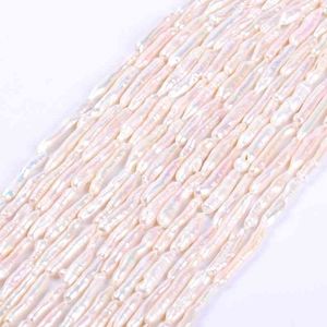 1Strand / Partij AA Kwaliteit Witte Langwerpige Natuurlijke Zoetwaterparel Losse Strand Kralen DIY voor Sieraden Maken Bracelet Necklace