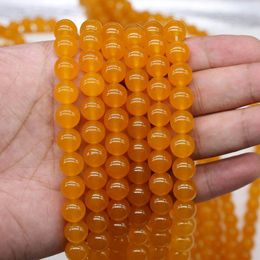 1 brin Lot de perles rondes en pierre de cristal de quartz jaune 4 6 8 10 12 mm Perle d'espacement en vrac pour la fabrication de bijoux Bracelet à bricoler soi-même H jllNFe