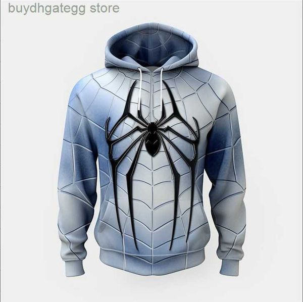 1ve7 Sweats à capuche pour hommes Anime Peripheral Series Cardigan à fermeture éclair pour hommes Spider Man Sweat à capuche imprimé numérique