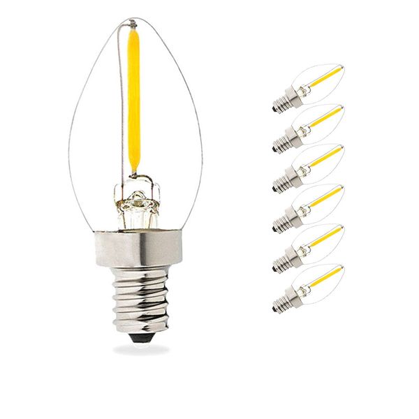 1W LED Filament C7 Veilleuse Ampoule Sel Lampe Ampoule Incandescente 75LM E12 Candélabre Base LED Veilleuse Blanc Chaud