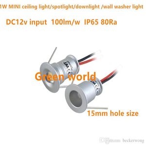 1W ronde MINI led plafondlamp cabnet downlight spotlight muur wasmachine licht DC12V IP65 verlichting angle30D 120D 15mm gat maat 9327e