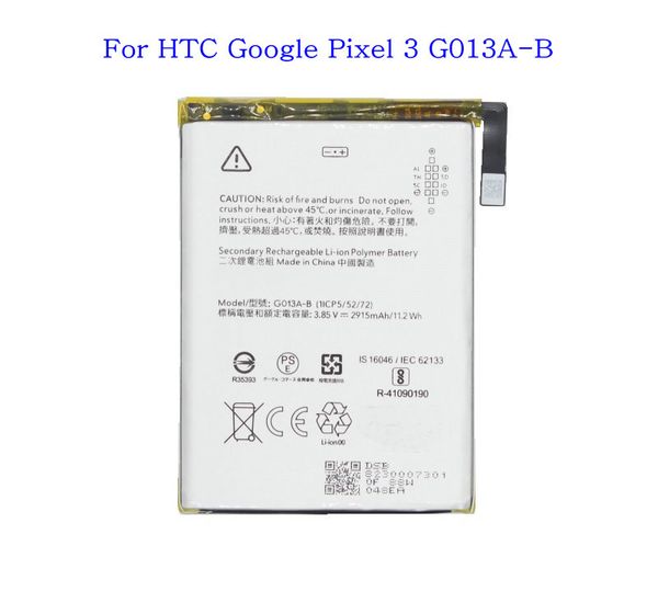 1x 2915mAh / 11.20Wh G013A-B Batería de repuesto para teléfono HTC Google Pixel 3 Pixel3 Baterías