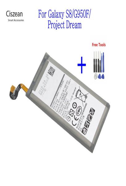 1x 3000mAH 385VDC EBBG950ABE Batterie de remplacement pour Samsung Galaxy S8 G950 G950F G950A G950T G955S G950P G950U Outils de réparation K6183905