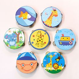 1x 6inch Cartoon Hand Drum Tambourine Mini Musical Percussion Instrument Baby Gifts Kinderen Kindermuziek Toys Mini Musical Beat