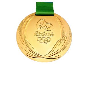 1x Brazilië Rio Medals Gold Emblem Atleet Awards Badge Sportspeler Medaille met lintspeelgoed Gift Accessoires 60x5 mm Xmas GIF 240407