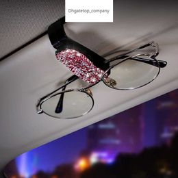 1X voiture véhicule pare-soleil lunettes de soleil lunettes porte-lunettes ABS Clip carte de crédit paquet ID sac de rangement avec diamant fait à la main