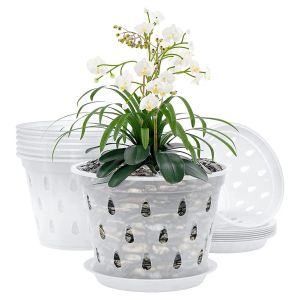 1x Flowerpot Garden P-Lantter Drainage Pot avec des trous Transparent paniers d'orchidées en plastique Ensembles d'accessoires de fleuris