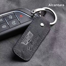 1x cuir givré daim cuir Alcantara Auto voiture Logo porte-clés porte-clés porte-clés adapté pour Cadillac voiture porte-clés