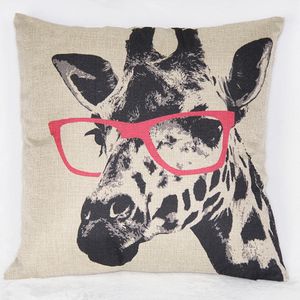 1 pièce fabricants de lunettes en lin synthétique girafe oreiller canapé dos oreillers composite décoratif housse de coussin 42x42 cm vente en gros en stock