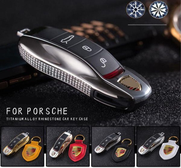 1X étui à clés de voiture en métal, coque de porte-clés, porte-clés pour Porsche Cayenne Macan4174510