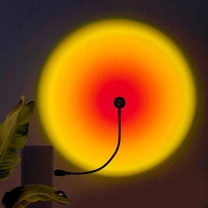 1x USB zonsonderganglamp LED regenboog neon nachtlampje projector fotografie muur sfeerverlichting voor slaapkamer thuis kamer decor cadeau