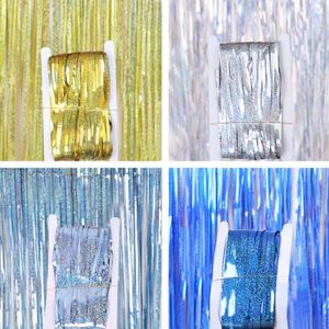 1x2M Papel metálico Fringe Shimmer Telón de fondo Fiesta de bodas Decoración de la pared Photo Booth Telón de fondo Tinsel Glitter Cortina Oro 15 colores DHL