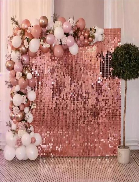 Rideau de pluie en or Rose 1x2m, tissu de fond, décor de fête d'anniversaire, murs scintillants, décors de fête de mariage, mur à paillettes Backgro6944142