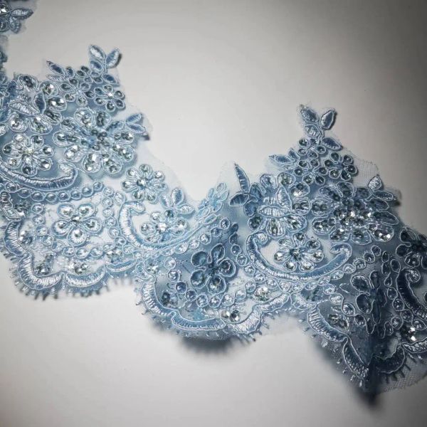 1yard 13 cm de large vente chaude ciel bleu en dentelle Trime de luxe de luxe tissu en dentelle pour robes de mariée