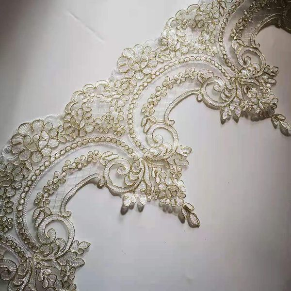 1Yard Gol White Cording Tissu Fleur Veni Venise Mesh dentelle Trim Applique Certe pour la mariée Robes de mariée 22 cm