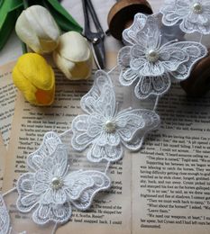 1Yard Organza Organza Polyester papillon brodé en dentelle perle garniture robe de mariée accessoires 7004584