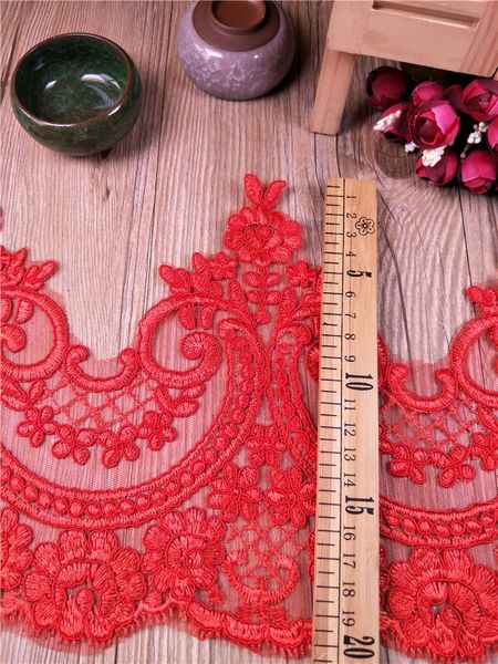 1yard ivoire blanc rouge paillettes de cordage de tissu veine venise en dentelle en dentelle dentelle applique couture artisanat pour mariage 20cm décembre