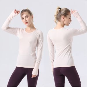 2.0 Fitness T-shirts sans couture Femmes Yoga Crop Top Gym À Manches Longues Sport Tee Workout Blouses Femme Sportswear 2023top lu-777 lululoemon 2023 top