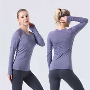 2.0 Fitness Yoga Shirt Femmes Manches Longues Sport Top Élasticité Ras Du Cou Séchage Rapide Respirant Gym Workout Running 2023top lu-777 lululoemon