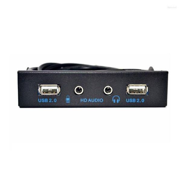 2.0 Port HUB Splitter Floppy Bay 3.5mm Auriculares Jack Expansión Panel frontal Rack para computadora PC 3.5 