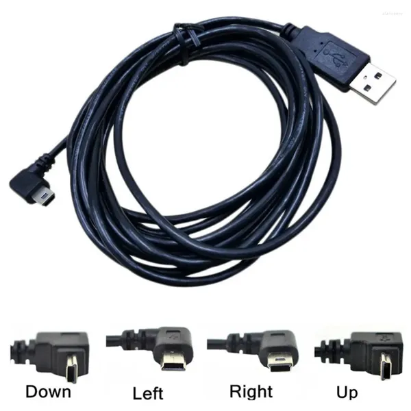Cable de sincronización de datos 2,0 a Mini USB, codo en ángulo de 90 grados, Cable de carga macho de 5 pines B para cámara MP3 MP4