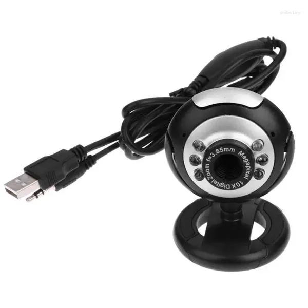 Caméra Web 2.0 avec webcam à clipser à 6 lumières LED pour ordinateur de bureau