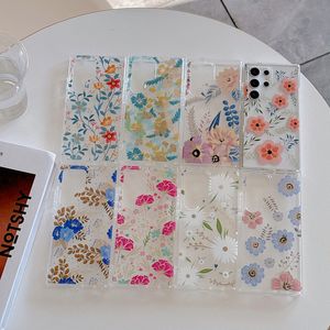 2,0 mm Flower Plastic Soft TPU Cas pour Samsung S24 Ultra S23 Fe plus A35 A05 A05S A15 A23 A34 A55 A54 A53 A52 Couverture de téléphone à l'amortissement de la mode luxueuse claire