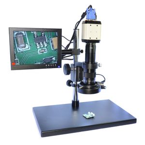 Microscope industriel numérique, caméra VGA HD 2,0 mp, sortie vidéo USB AV TV, objectif 180X à monture C, lumière LED 144, support de support