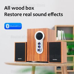 2.1 caisson de basses en bois haut-parleurs d'étagère maison bureau sans fil Bluetooth haut-parleur ordinateur portable Portable Hi-Fi USB amplificateurs filaires 240113