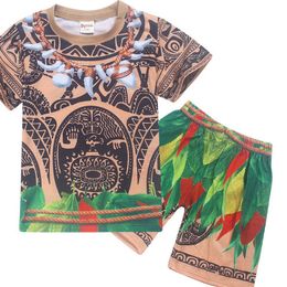 2-10 ans enfant vacances coton t-shirt shorts enfant garçons pyjamas Halloween Maui Moana fantaisie cool costume pyjama pour enfant en bas âge Q0910