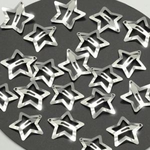 2/100 stcs Silver Star Hair Clips For Girls Filigree Star Metal Snap Clip Haarspelden Haarspelten Haar sieraden Nickle Gratis lood gratis